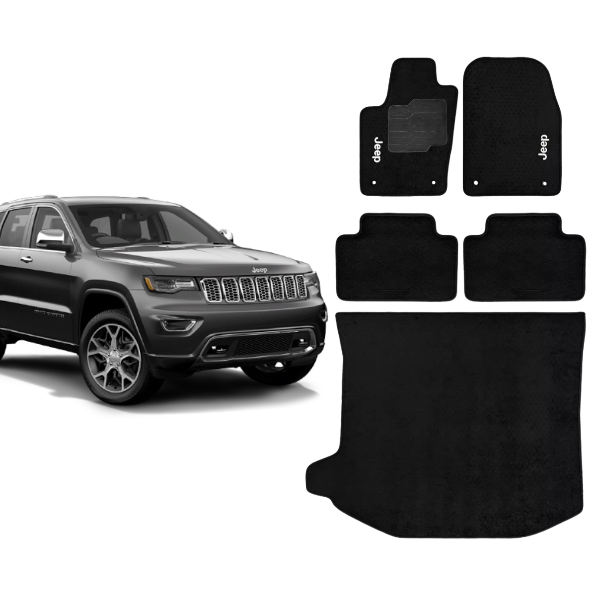 KIT TAPETES CARPETE PORTA MALAS + INTERNOS GRAND CHEROKEE 2014 A 2021
