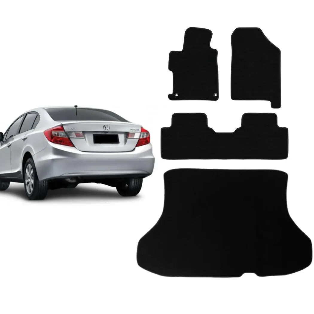 KIT TAPETES CARPETE PORTA MALAS + INTERNOS CIVIC 2012 A 2016