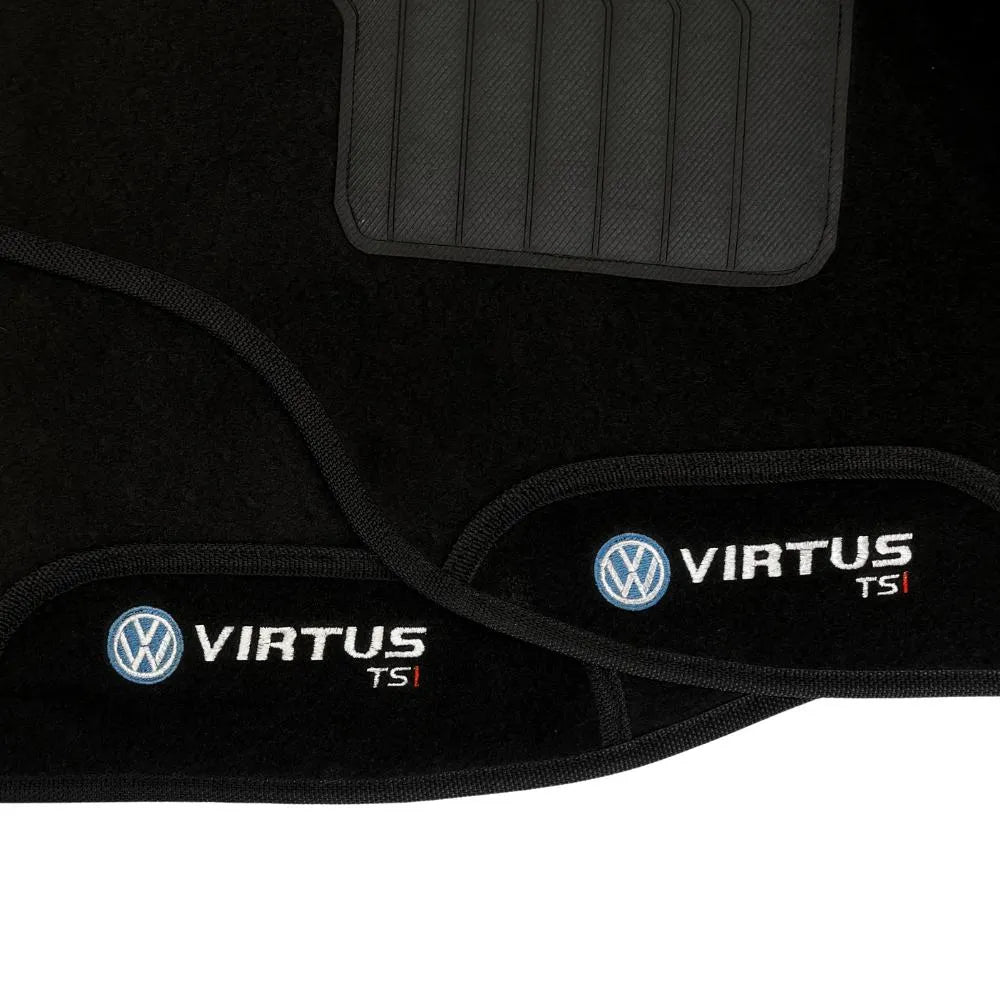 TAPETE CARPETE VIRTUS TSI 2018 A 2023 PRETO 5 PEÇAS