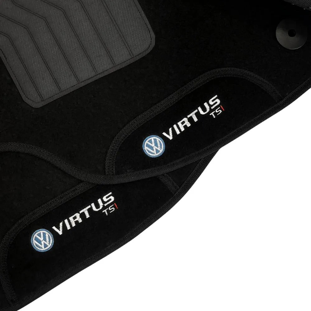 TAPETE CARPETE VIRTUS TSI 2018 A 2023 PRETO 5 PEÇAS