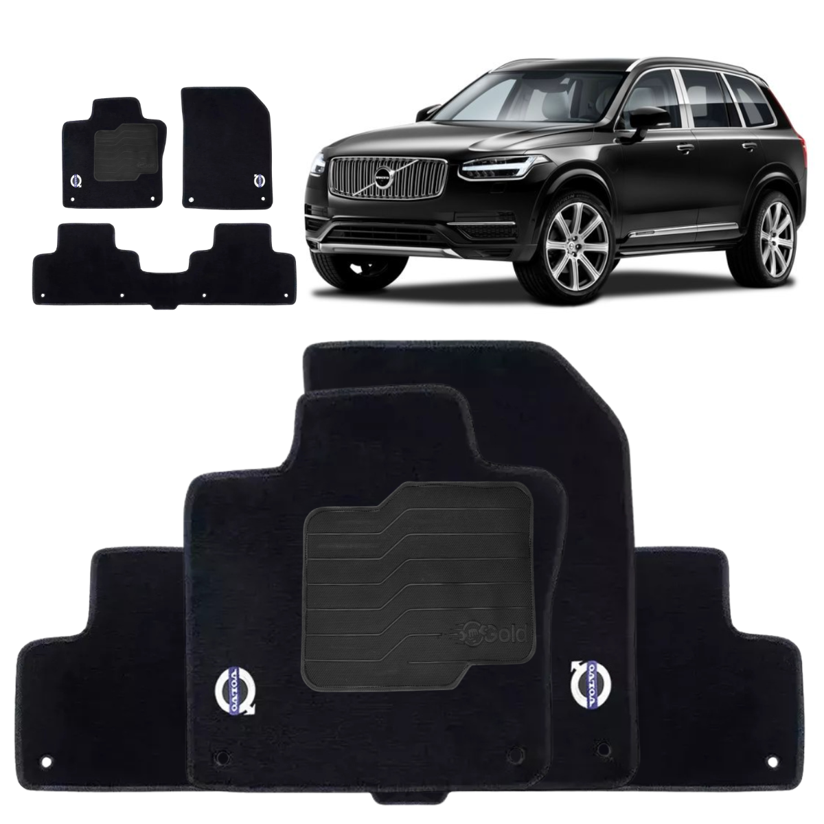 TAPETE CARPETE VOLVO XC90 2016 A 2022 PRETO 4 PEÇAS