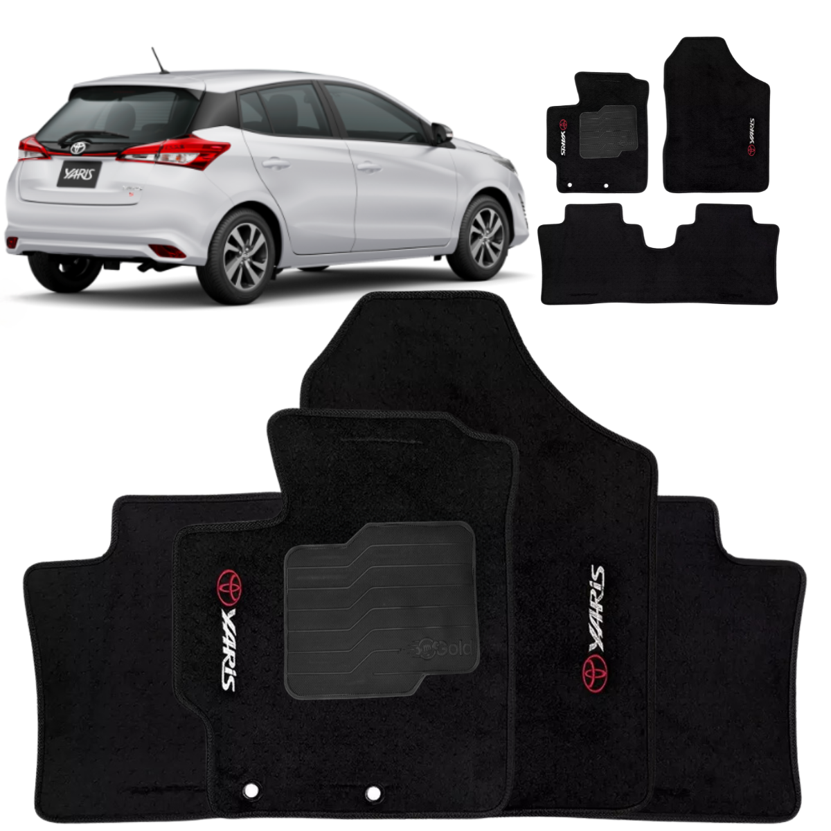 TAPETE CARPETE YARIS HATCH 2018 A 2024 PRETO 3 PEÇAS