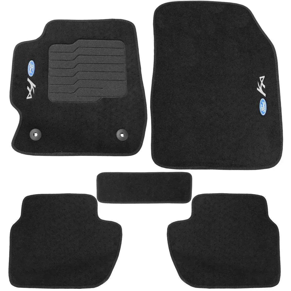 TAPETE CARPETE FORD KA 2014 A 2021 PRETO BORDADO 5 PEÇAS