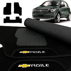 TAPETE CARPETE AGILE 2009 A 2016 PRETO 3 PEÇAS