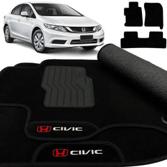 TAPETE CARPETE HONDA CIVIC 2012 A 2016 PRETO 3 PEÇAS