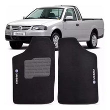 Carregar imagem no visualizador da galeria, TAPETE CARPETE SAVEIRO G2 G3 G4 1996 A 2012 PRETO BORDADO 2 PEÇAS
