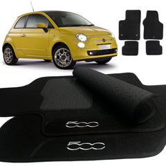TAPETE CARPETE FIAT 500 2010 A 2015 PRETO 4 PEÇAS