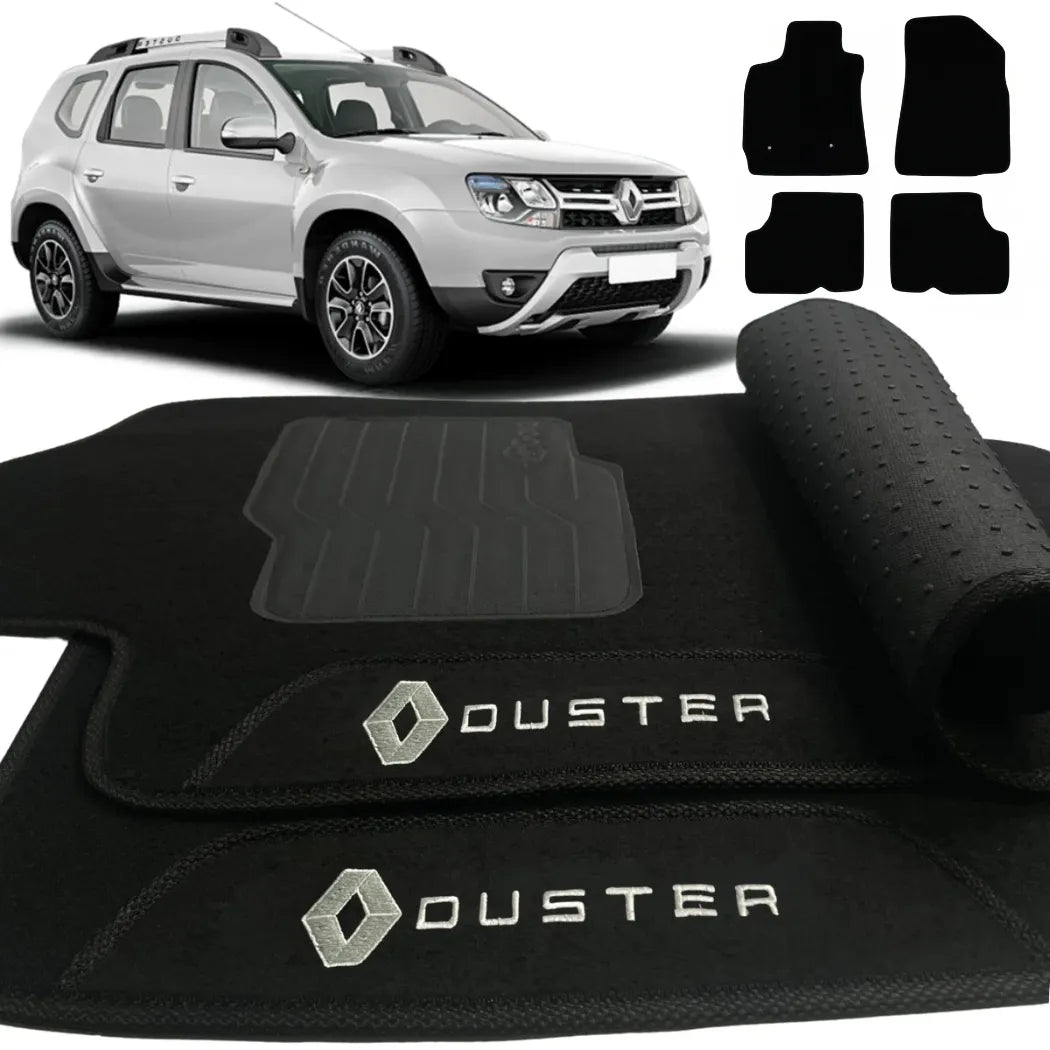 TAPETE CARPETE RENAULT DUSTER 2016 A 2019 PRETO 3 PEÇAS