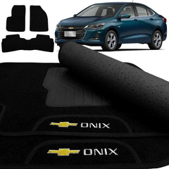 TAPETE CARPETE ONIX SEDAN 2020 A 2025 PRETO BORDADO 3 PEÇAS