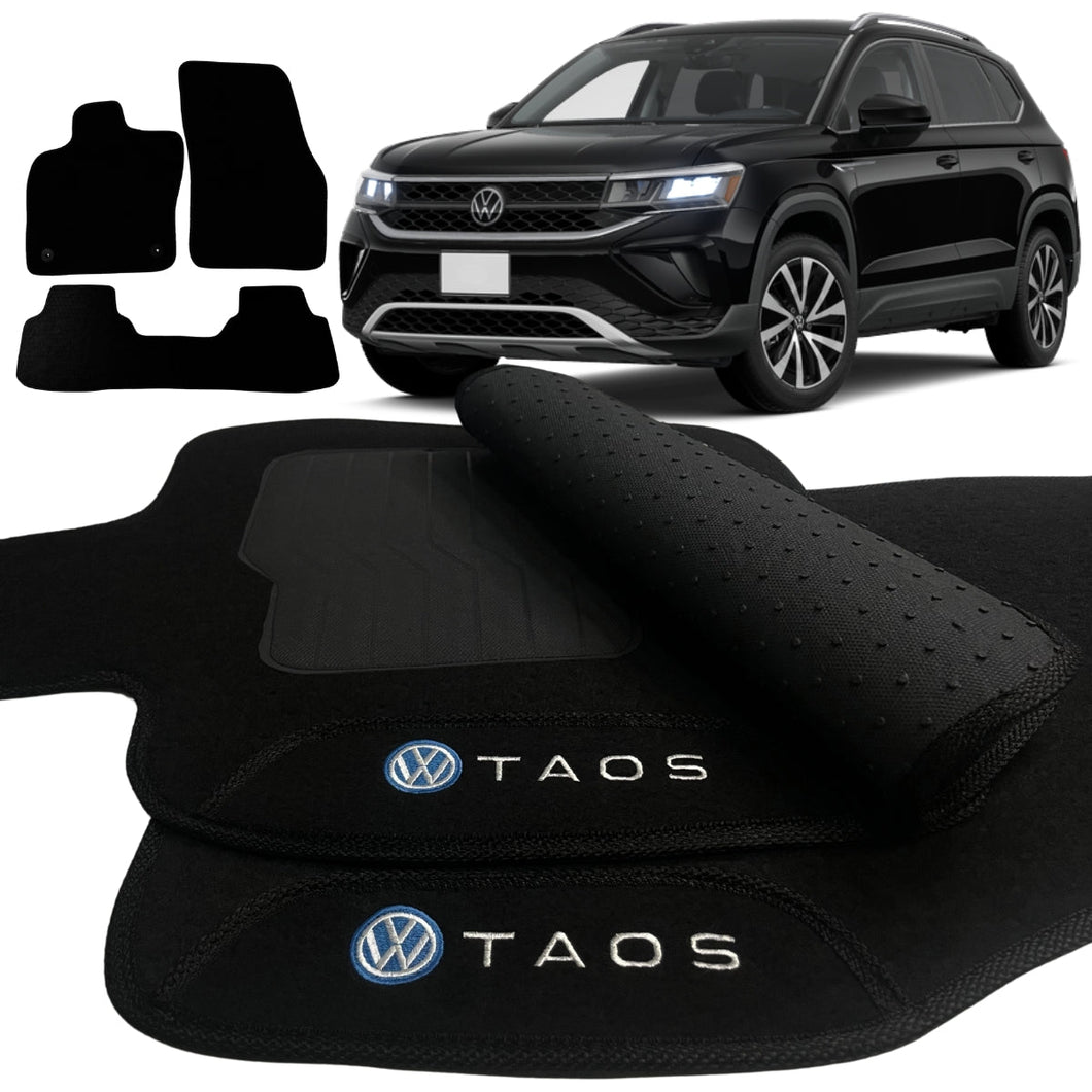 TAPETE CARPETE TAOS 2021 A 2024 PRETO 3 PEÇAS