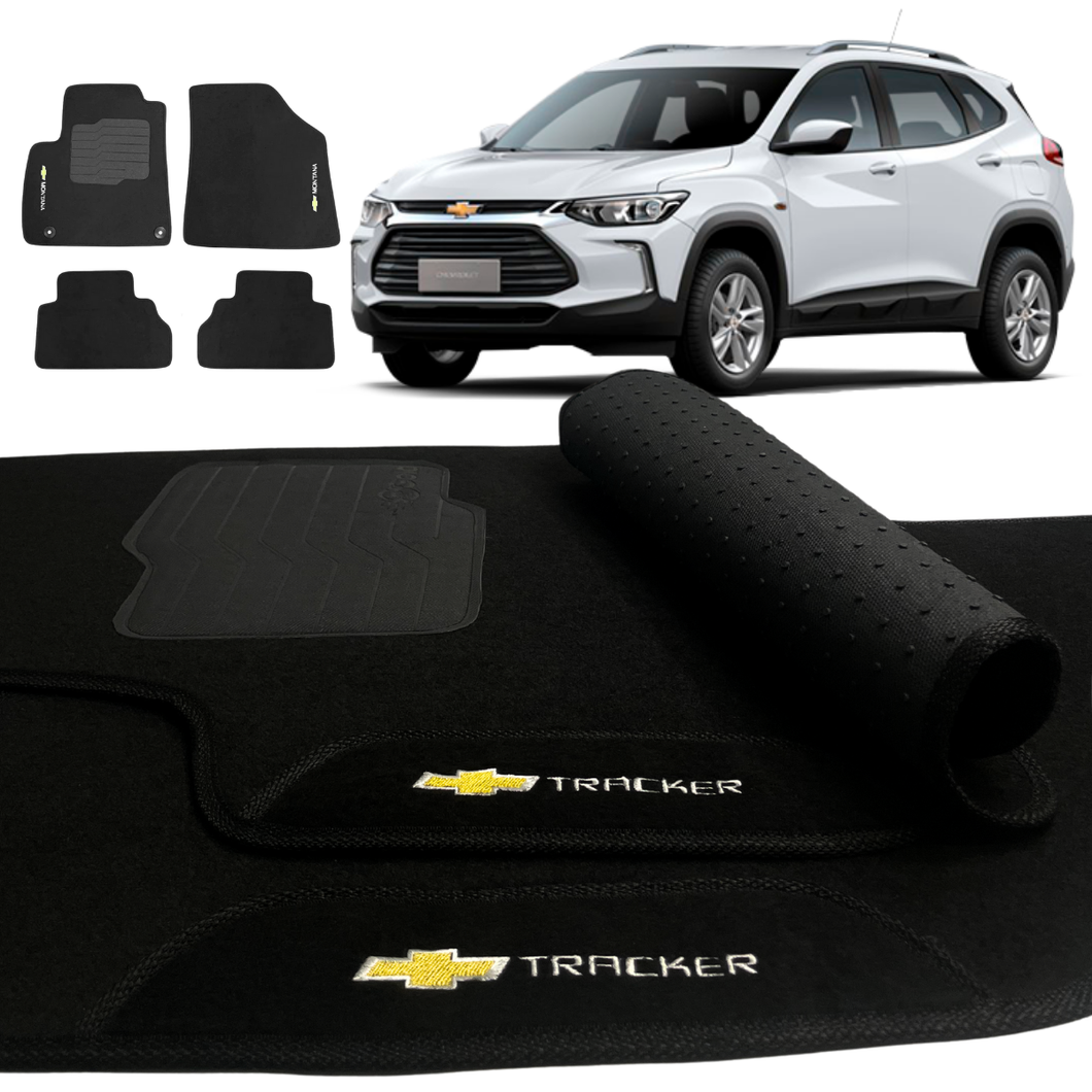 TAPETE CARPETE TRACKER 2020 A 2024 PRETO 5 PEÇAS