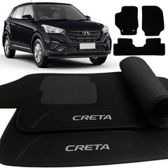 TAPETE CARPETE CRETA 2017 A 2021 PRETO BORDADO 3 PEÇAS