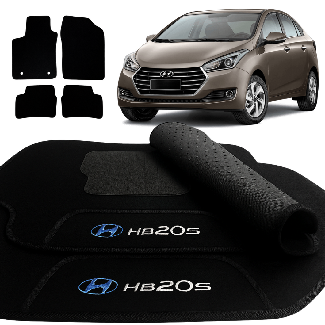 TAPETE CARPETE HB20s 2012 A 2019 BORDADO 4 PEÇAS