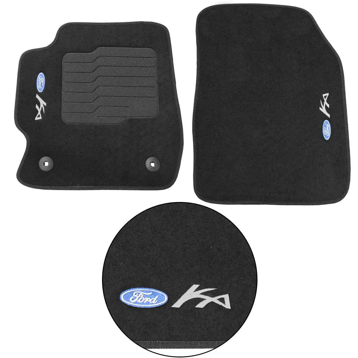 TAPETE CARPETE FORD KA 2014 A 2021 PRETO BORDADO 5 PEÇAS