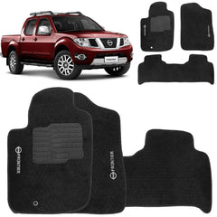 TAPETE CARPETE NISSAN FRONTIER 2008 A 2016 CABINE DUPLA PRETO 3 PEÇAS